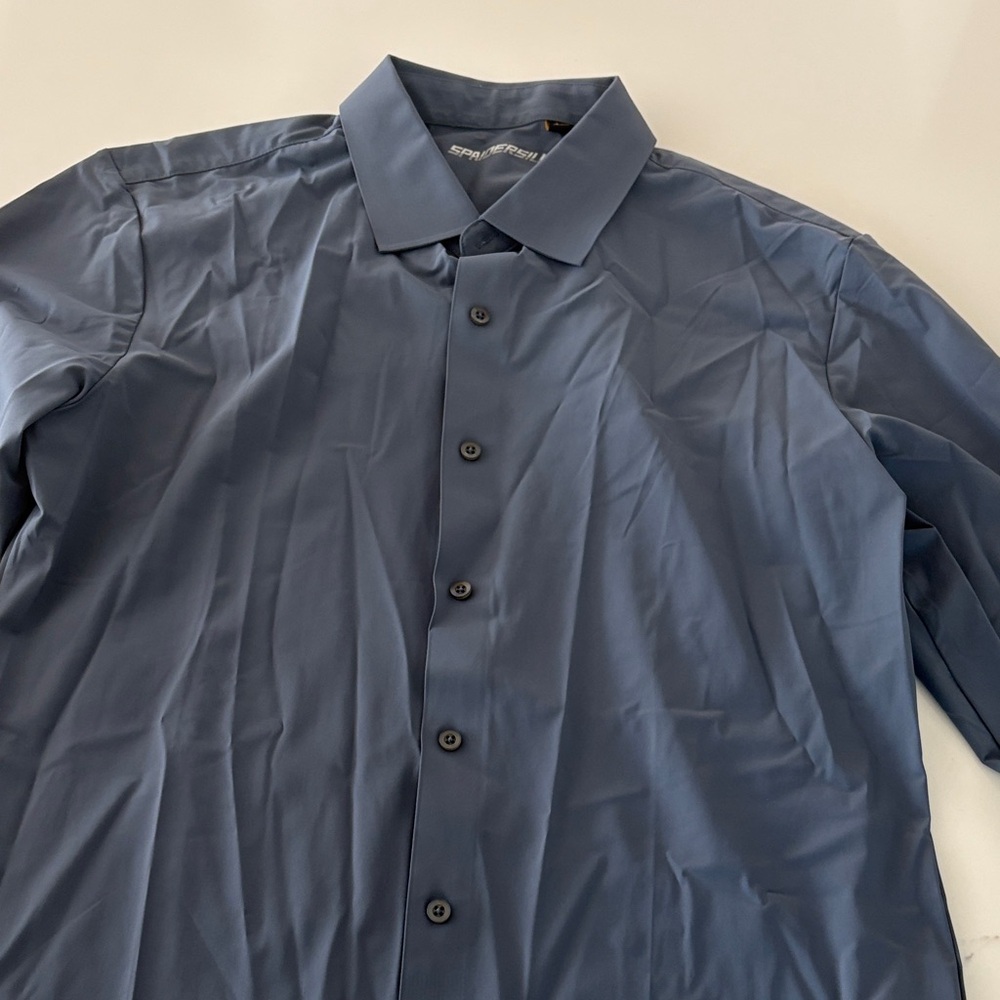 Men's Blue Button-Up Dress Shirt